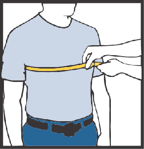 Measure completely around the chest at nipple height with arms at sides ...